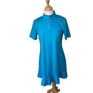 TOMMY BAHAMA Ruffle Hem Short Sleeve Quarter Zip Golf Pickleball Dress